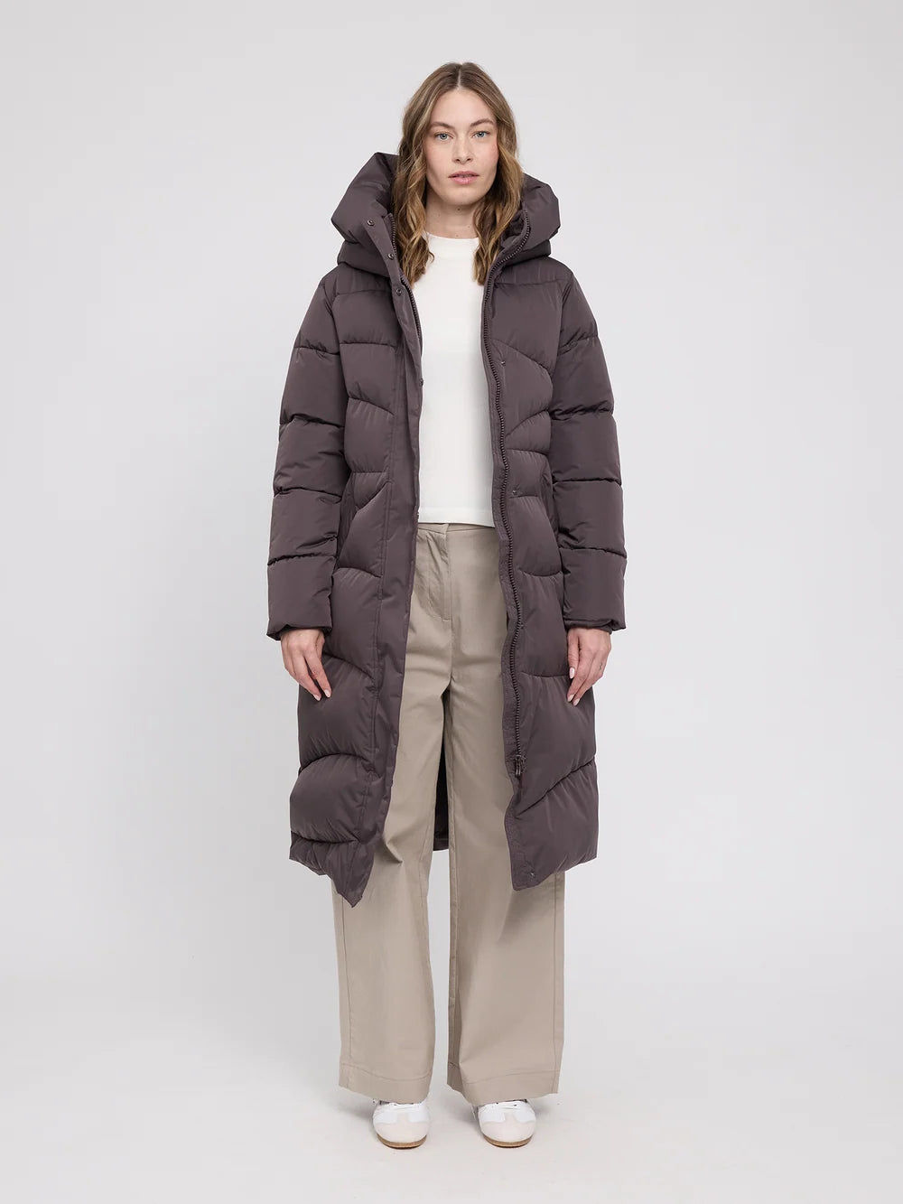 Mazine - Waves Quilt Puffer Coat - Eggplant