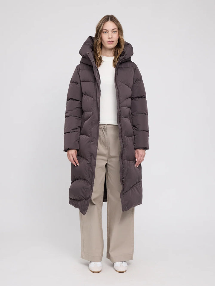 Mazine - Waves Quilt Puffer Coat - Eggplant