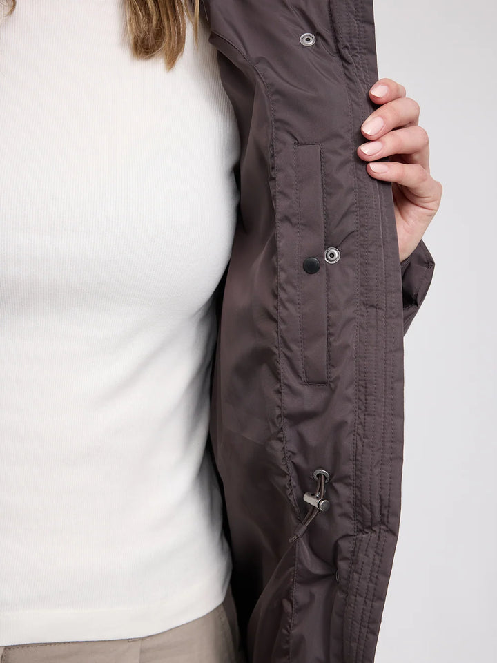 Mazine - Waves Quilt Puffer Coat - Eggplant
