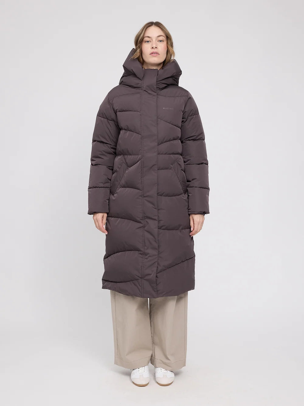Mazine - Waves Quilt Puffer Coat - Eggplant