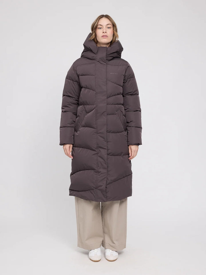 Mazine - Waves Quilt Puffer Coat - Eggplant