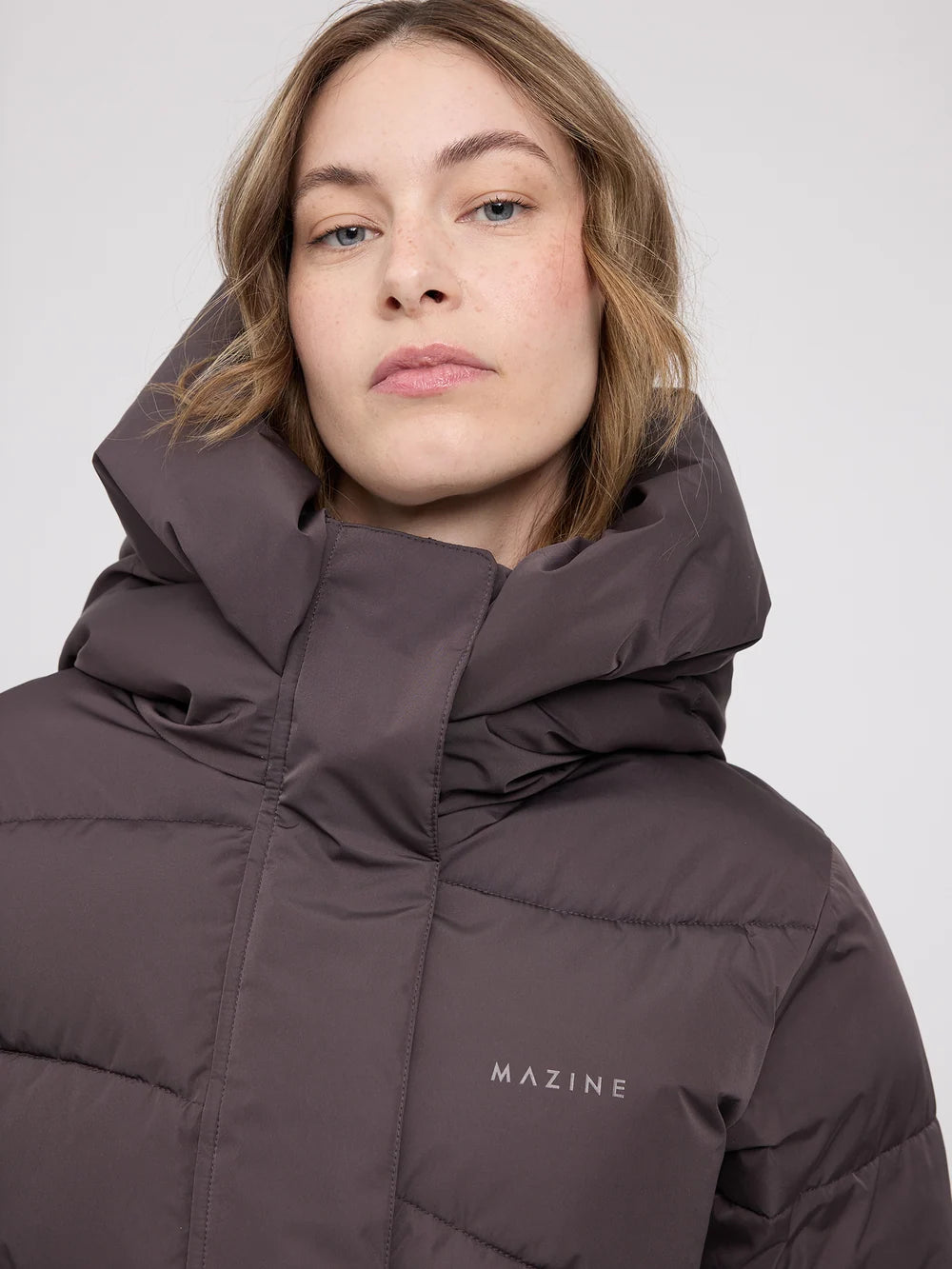 Mazine - Waves Quilt Puffer Coat - Eggplant