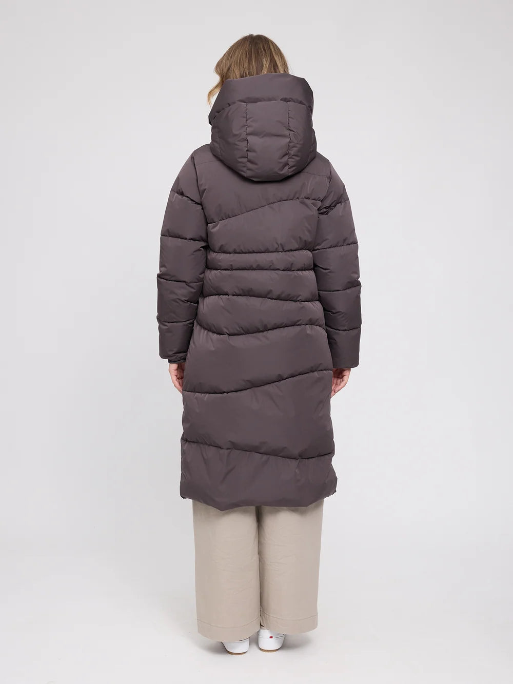 Mazine - Waves Quilt Puffer Coat - Eggplant