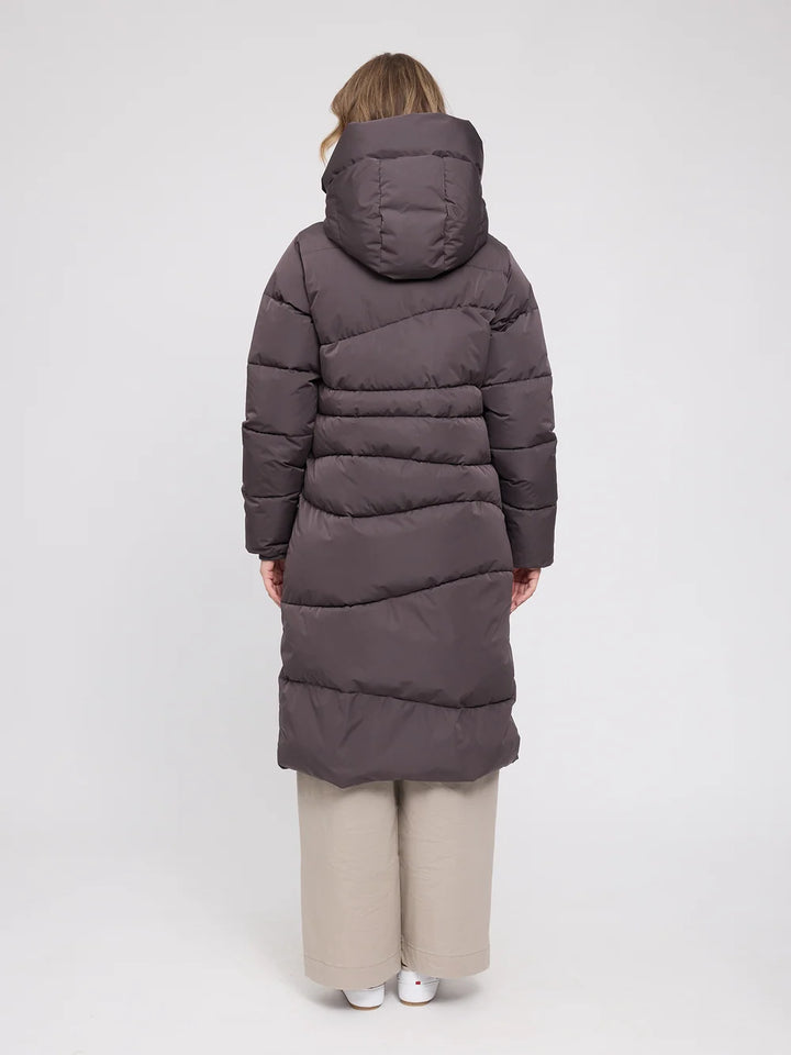 Mazine - Waves Quilt Puffer Coat - Eggplant