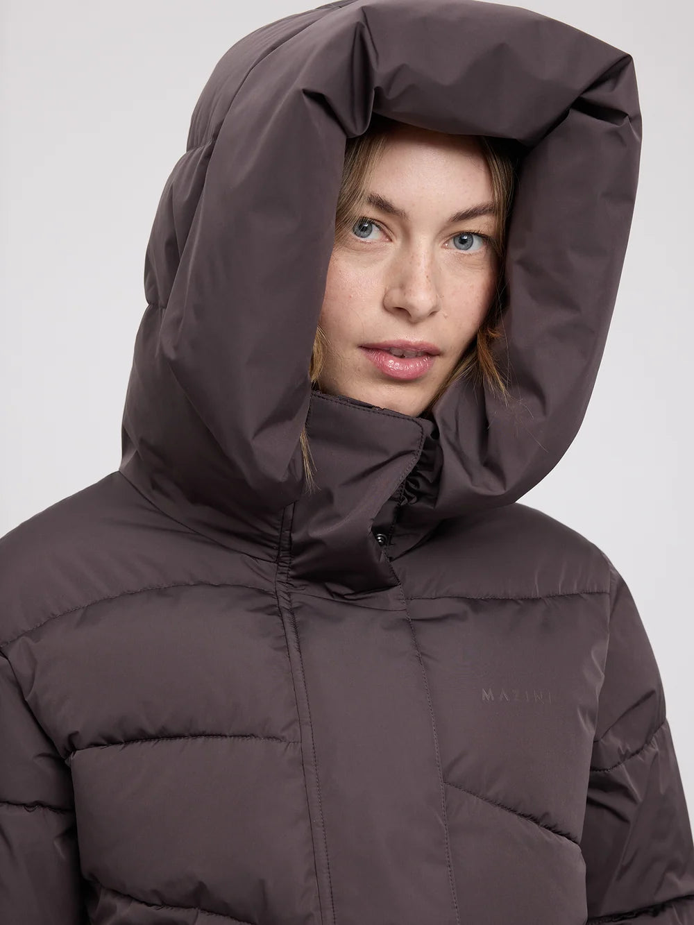 Mazine - Waves Quilt Puffer Coat - Eggplant