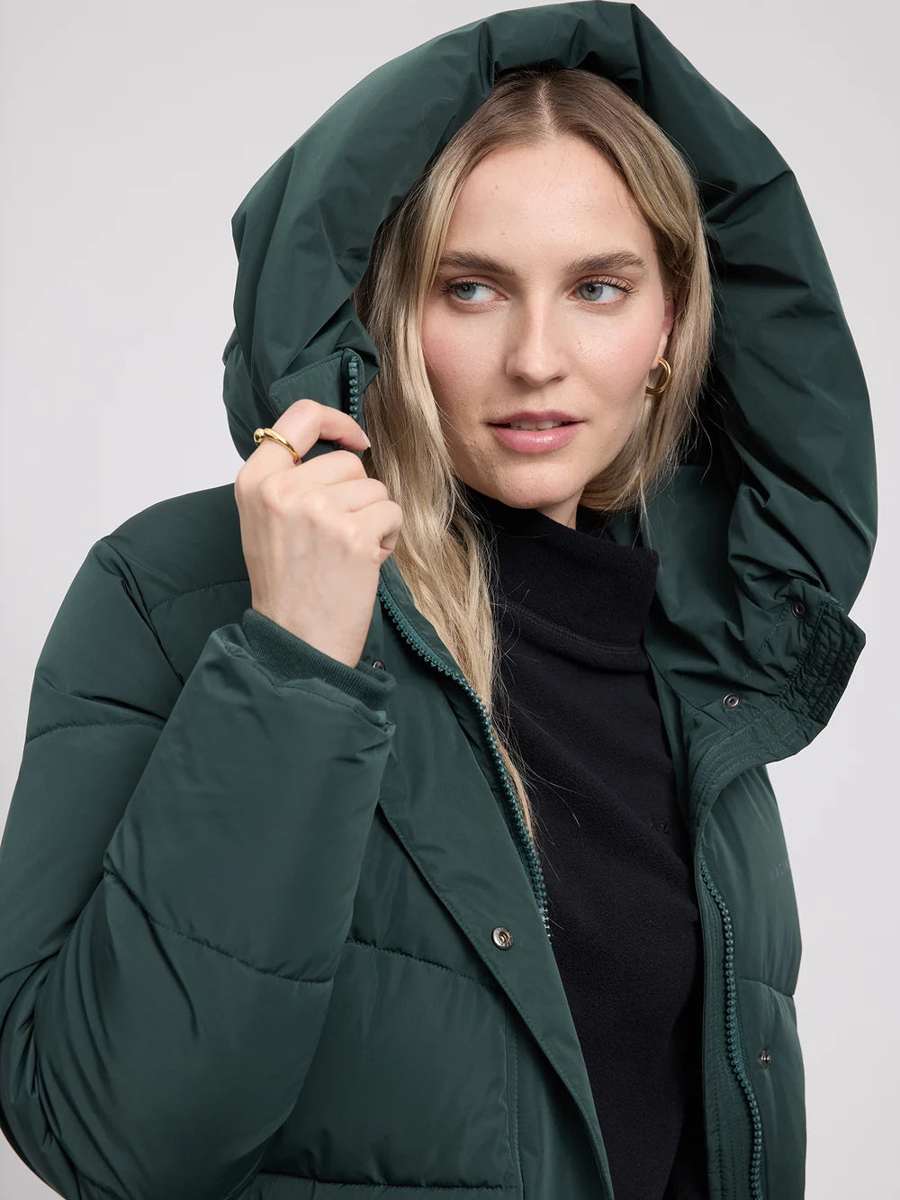 Mazine - Waves Quilt Puffer Coat - Forest