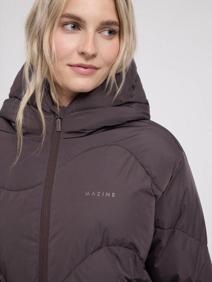 Mazine - Waves Quilt Short Puffer Jacket - eggplant