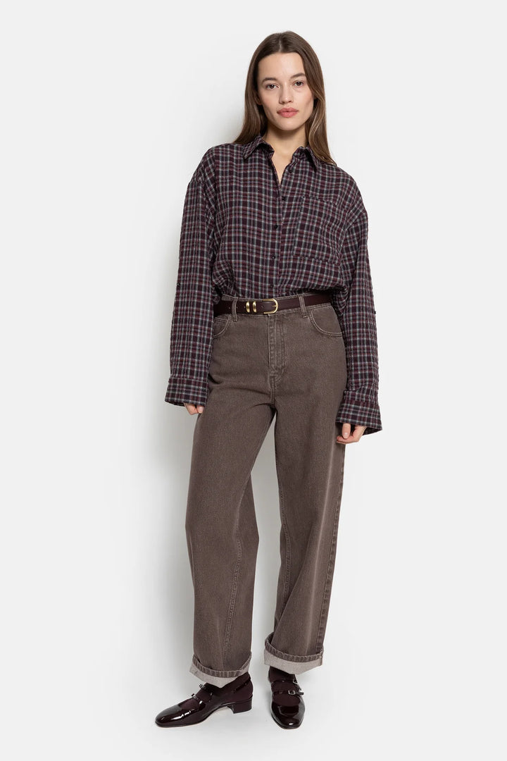 Ame Antwerp - Ocean Cropped Shirt - Plum checked