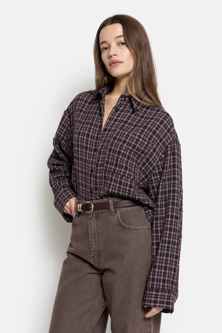 Ame Antwerp - Ocean Cropped Shirt - Plum checked