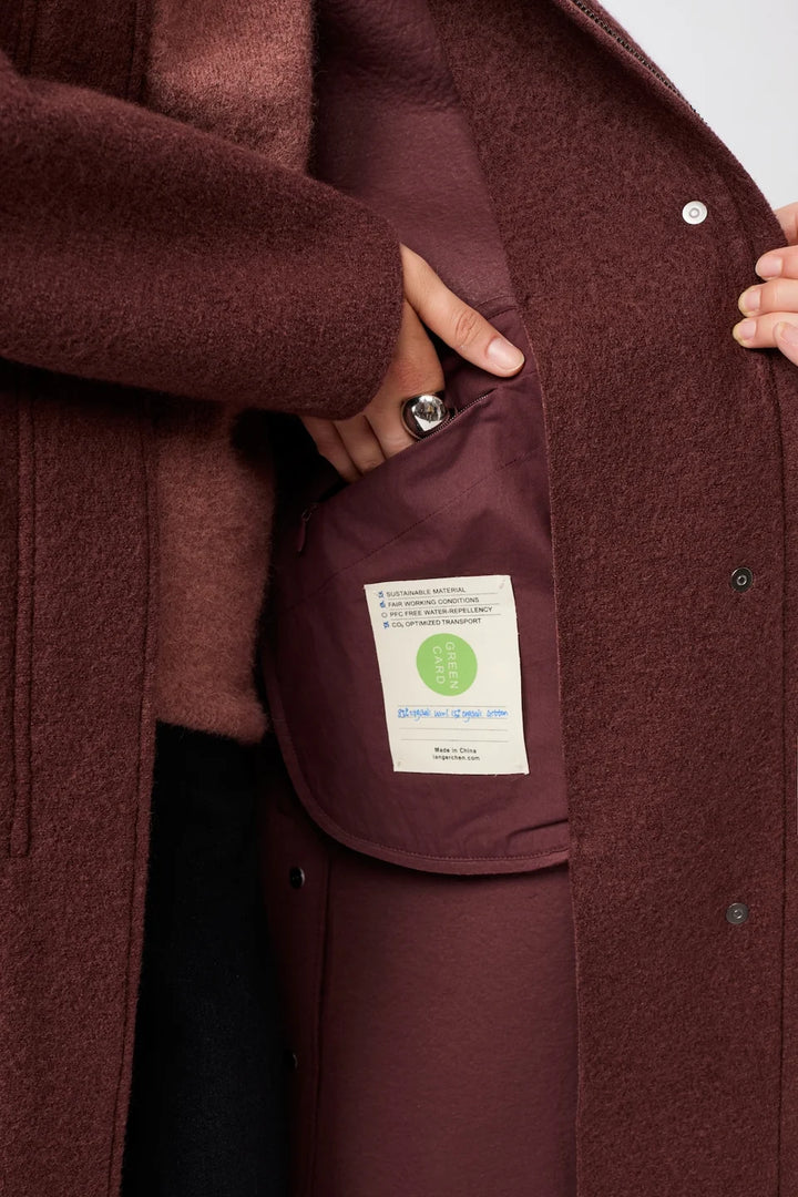 LangerChen - Jas van gekookte wol met capuchon en membraan - Burgundy