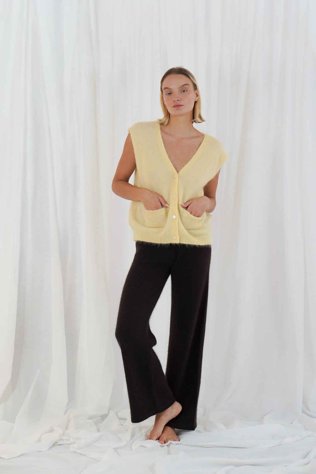 TWNS the label - Castlerock Sleeveless vest - Butter yellow