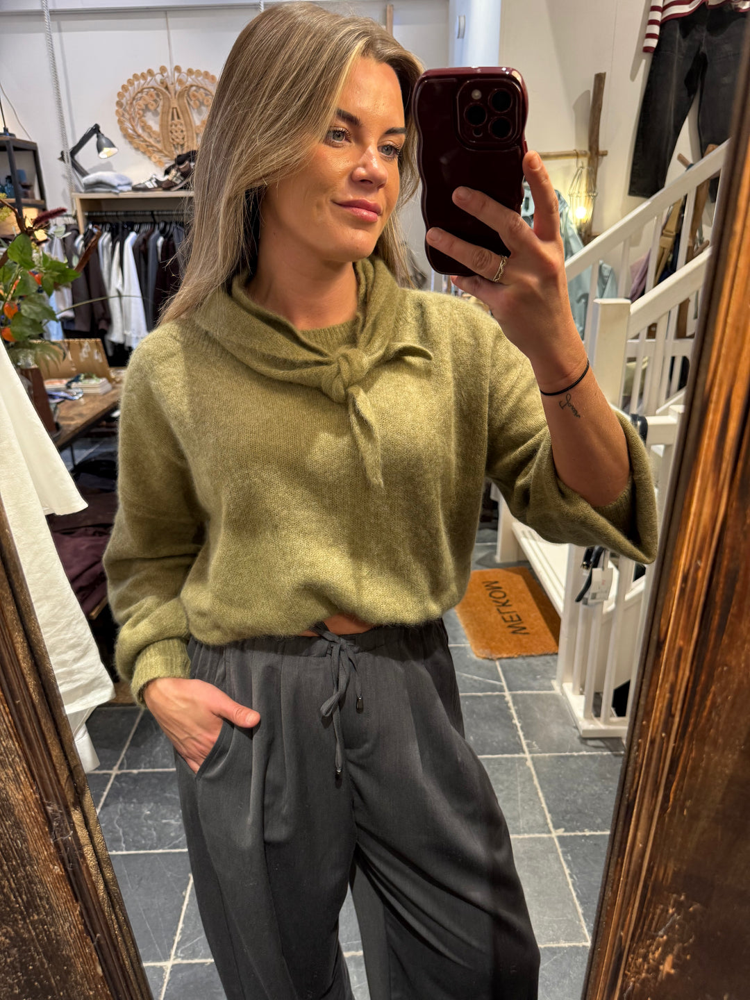 Six Ames - Malou knit - Olive green melange 