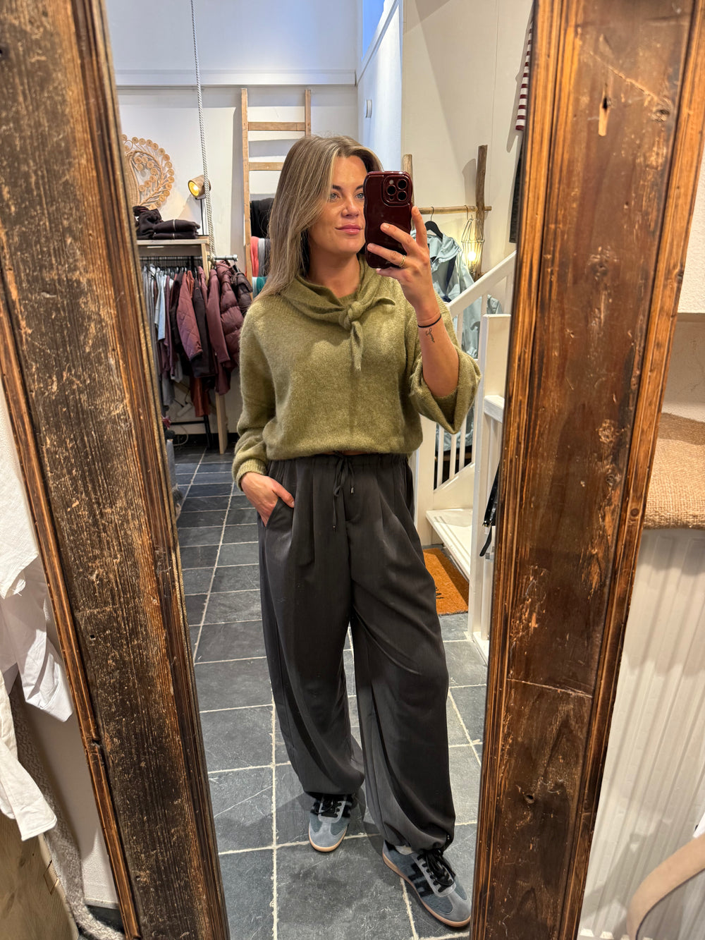 Six Ames - Malou knit - Olive green melange 