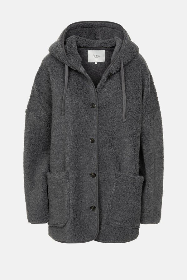 Âme Antwerp - Kenji Teddy Hoodie Jacket - Dark Grey