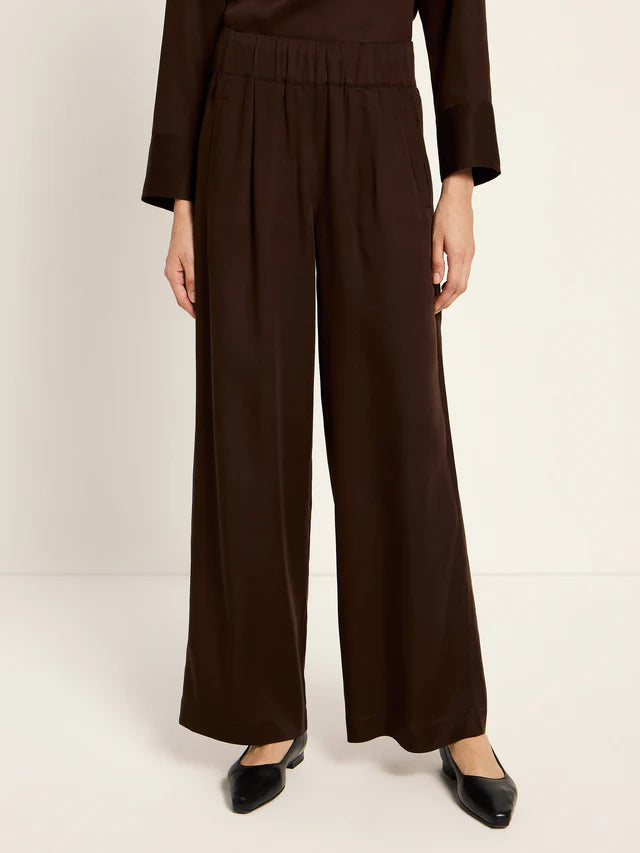 Lanius - Wijde broek van TENCEL - Dark Brown