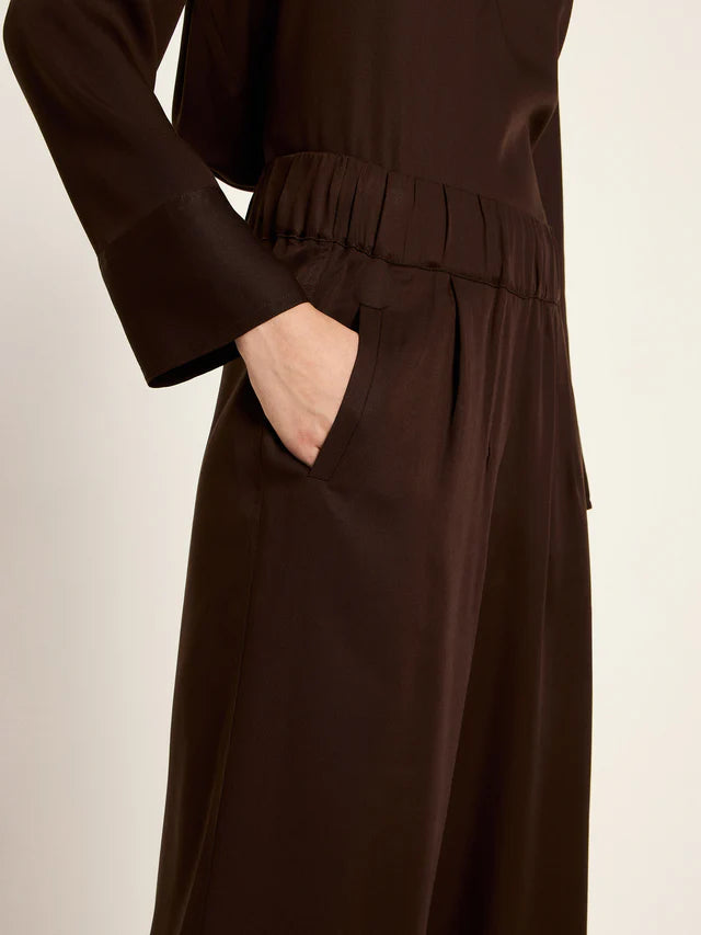 Lanius - Wijde broek van TENCEL - Dark Brown