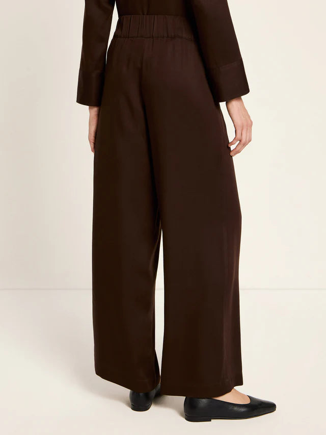 Lanius - Wijde broek van TENCEL - Dark Brown