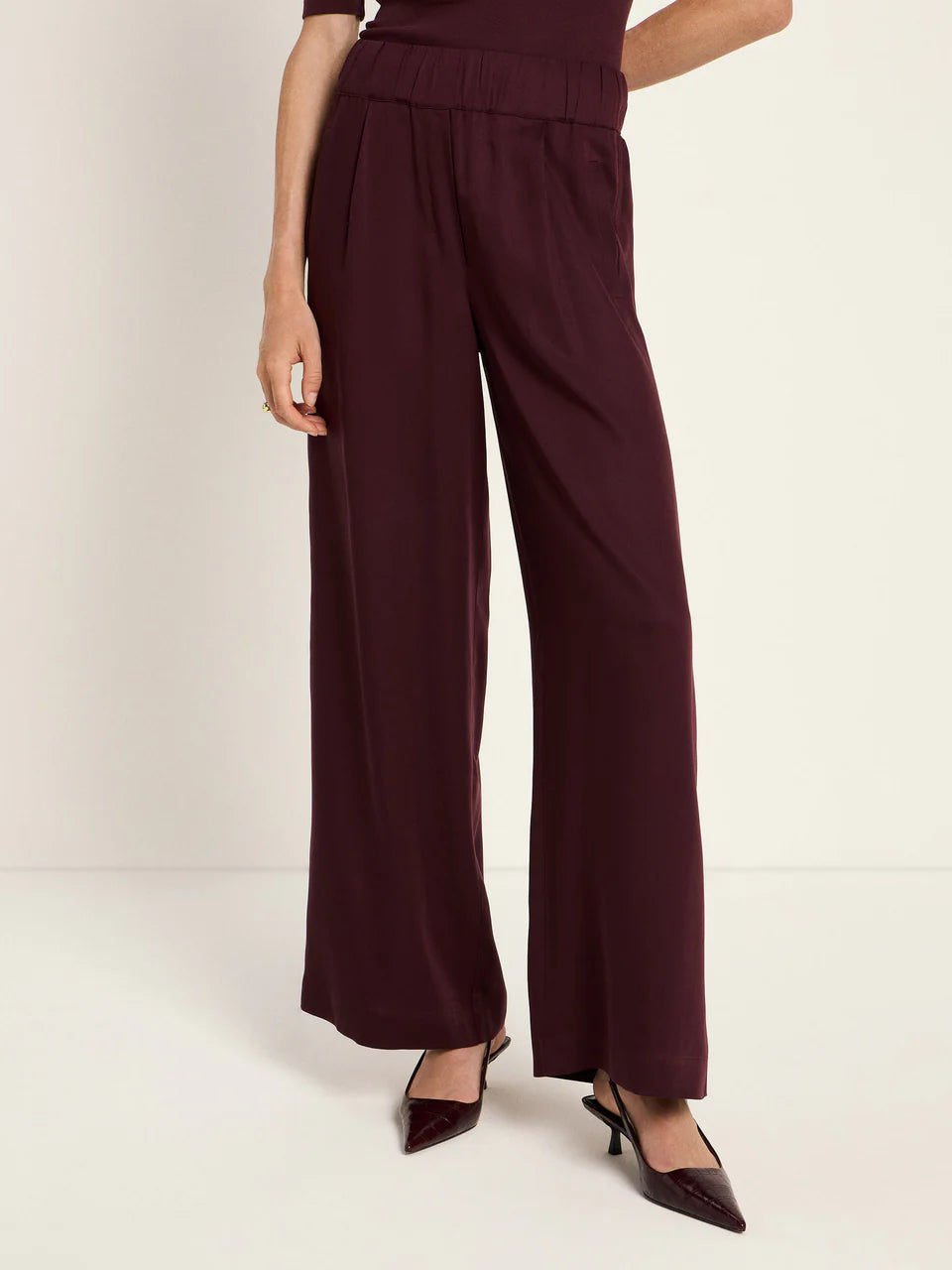 Lanius - Wijde broek van TENCEL - Bordeaux