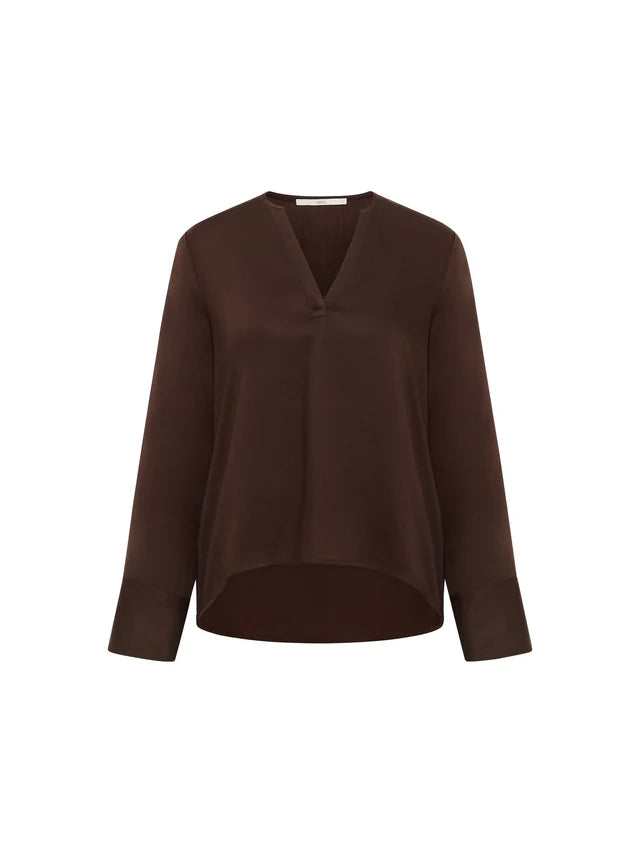 Lanius - Blouse van TENCEL - Dark Brown