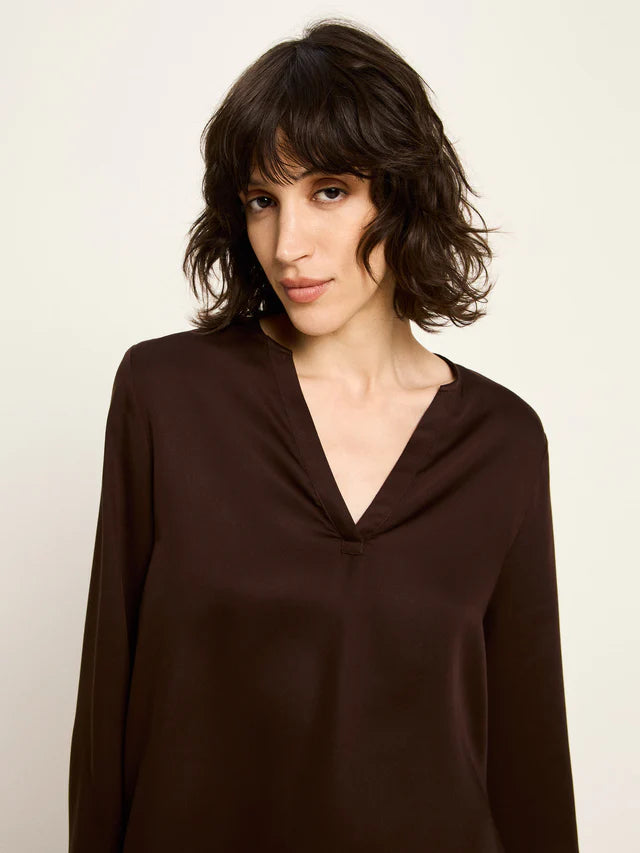 Lanius - Blouse van TENCEL - Dark Brown