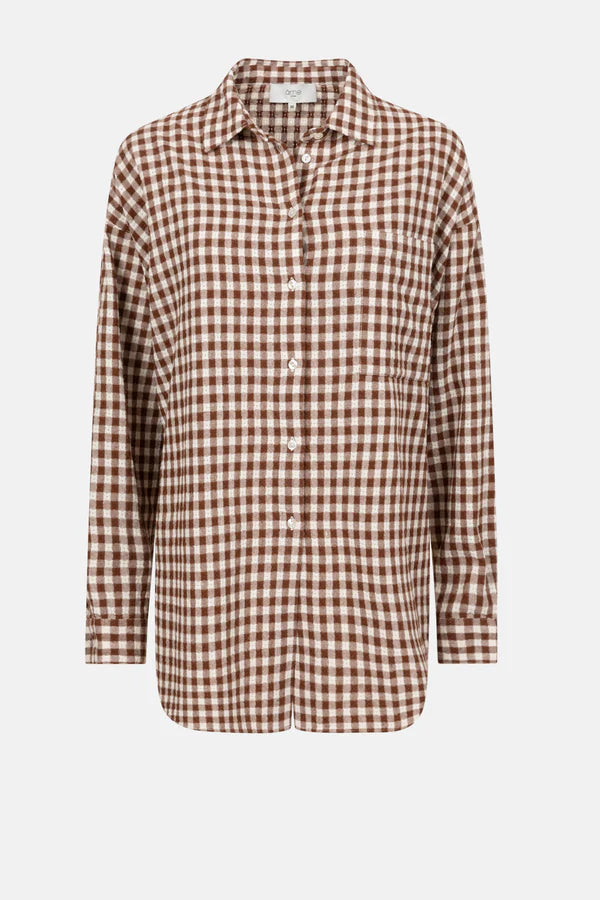 Âme Antwerp - Orchid Oversized Blouse - Camel/Wit geblokt