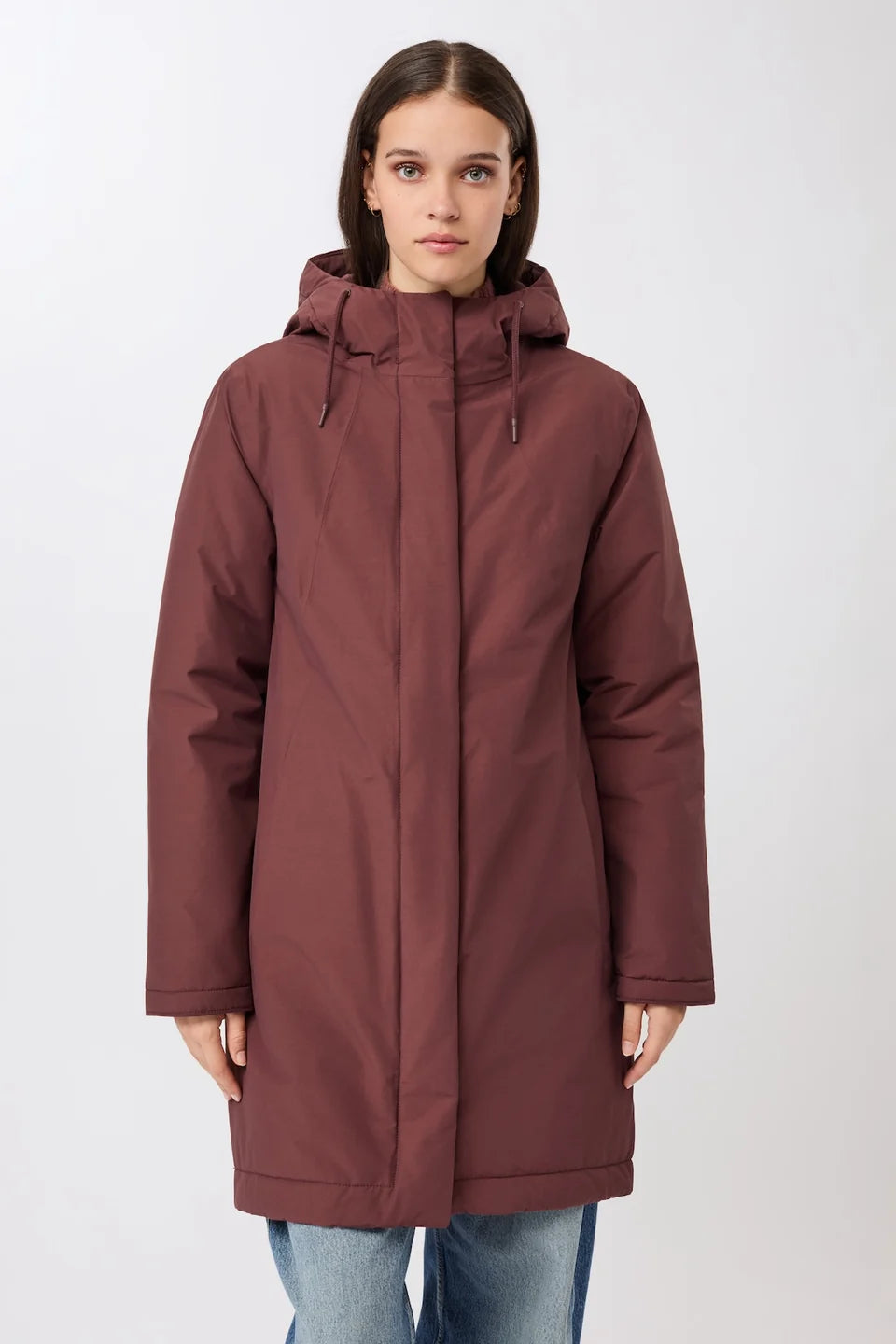 LangerChen - Licht getailleerde, gewatteerde parka - Burgundy