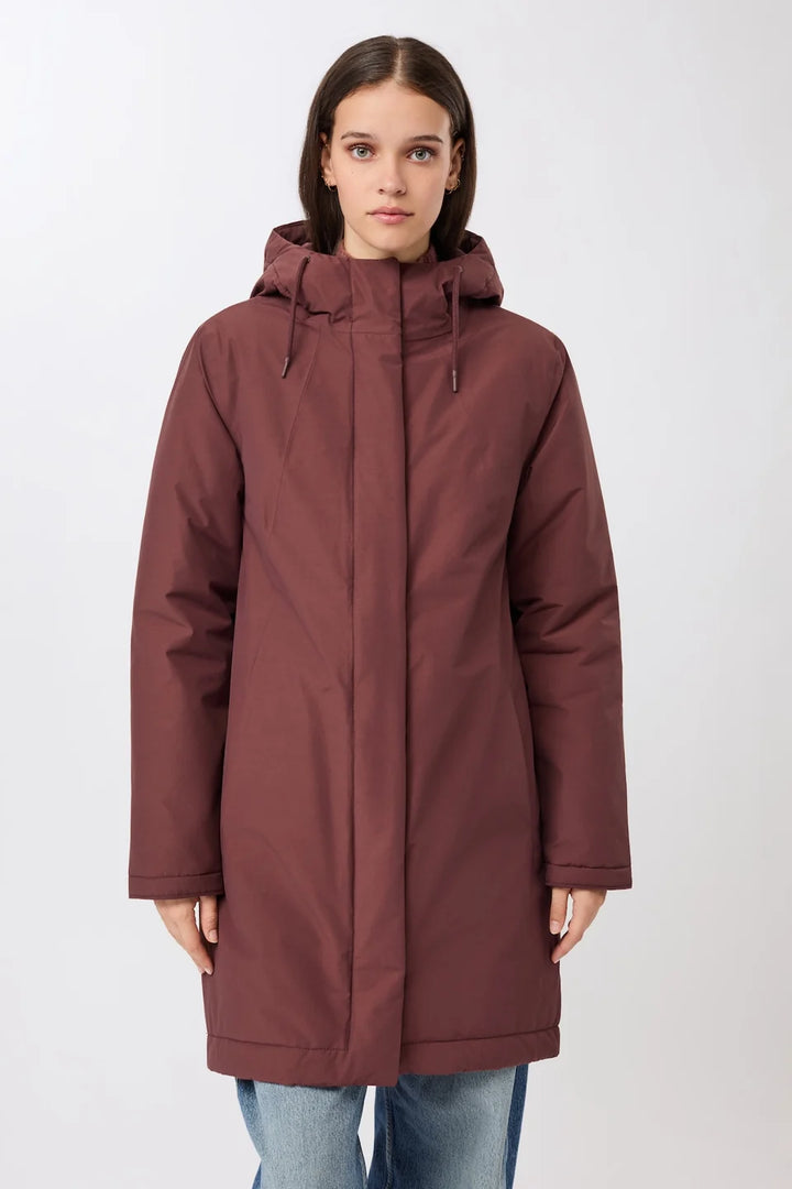 LangerChen - Licht getailleerde, gewatteerde parka - Burgundy