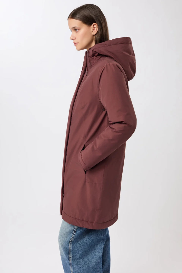 LangerChen - Licht getailleerde, gewatteerde parka - Burgundy