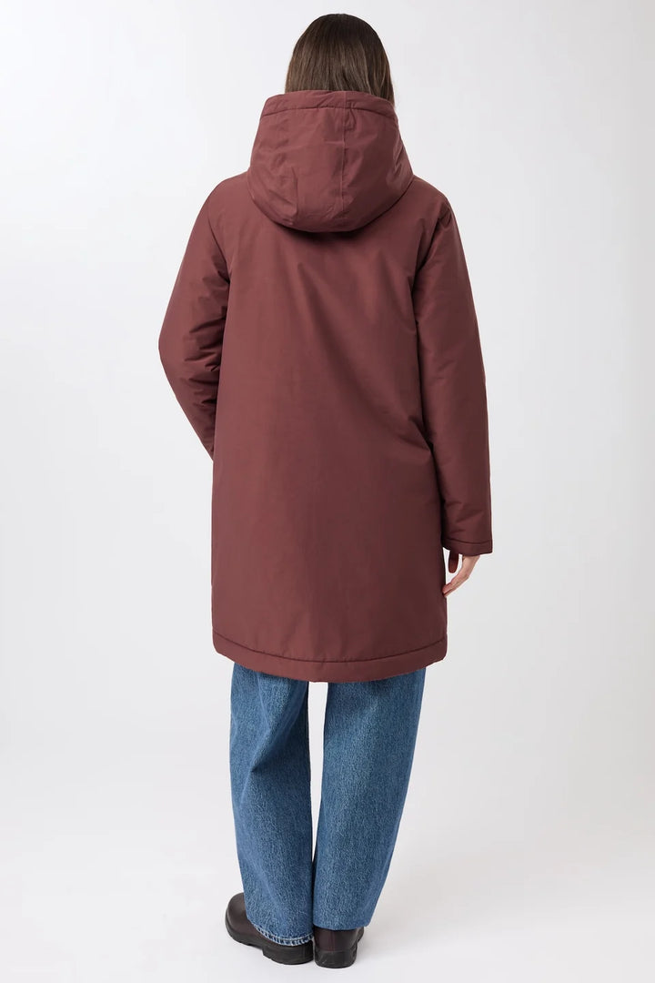 LangerChen - Licht getailleerde, gewatteerde parka - Burgundy