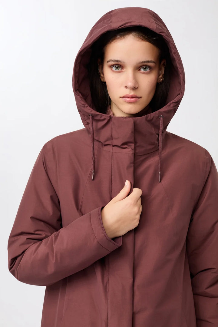 LangerChen - Licht getailleerde, gewatteerde parka - Burgundy