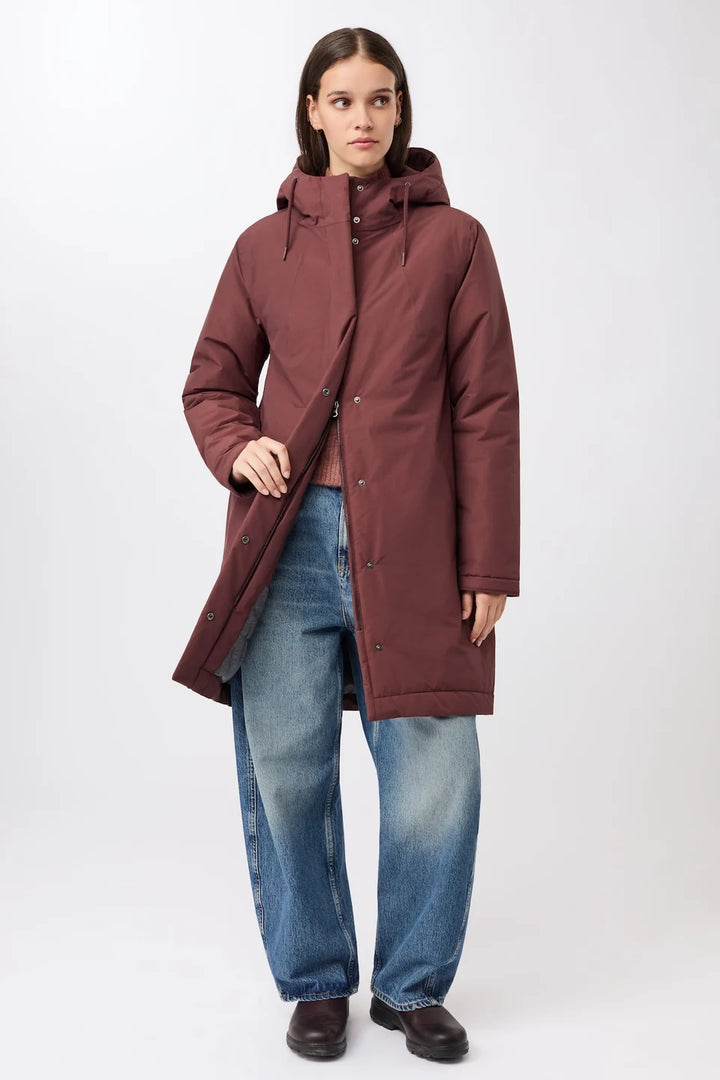LangerChen - Licht getailleerde, gewatteerde parka - Burgundy