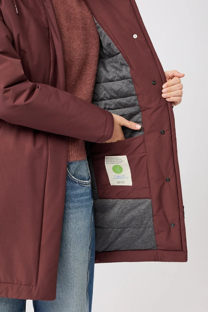 LangerChen - Licht getailleerde, gewatteerde parka - Burgundy