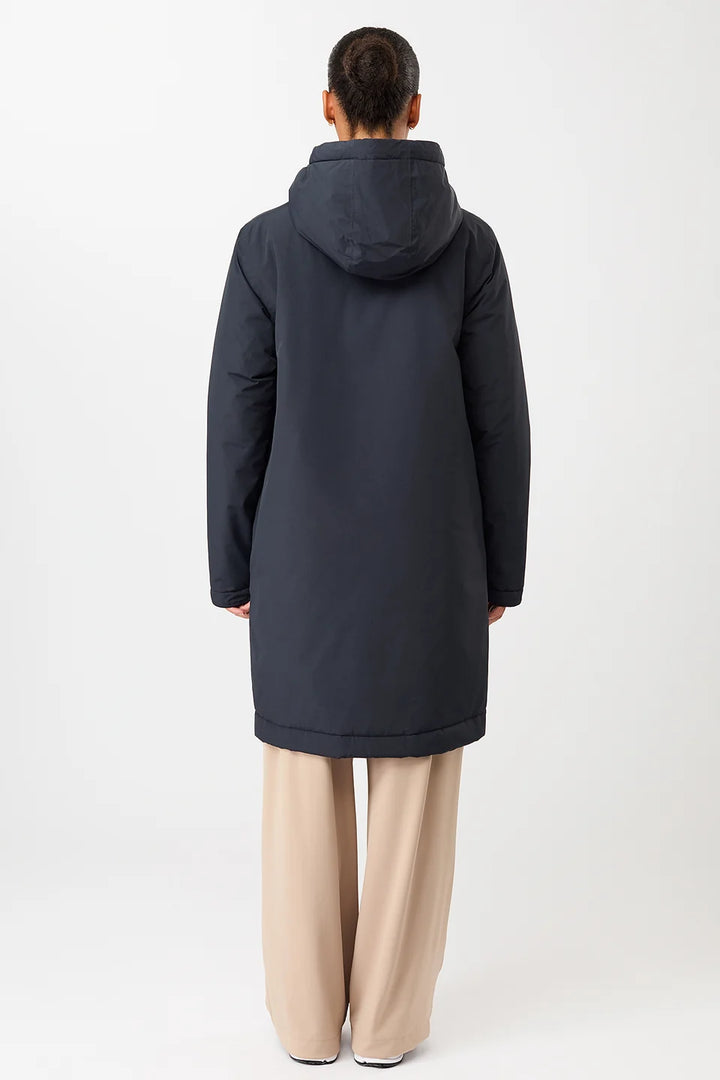 LangerChen - Licht getailleerde, gewatteerde parka - Navy 