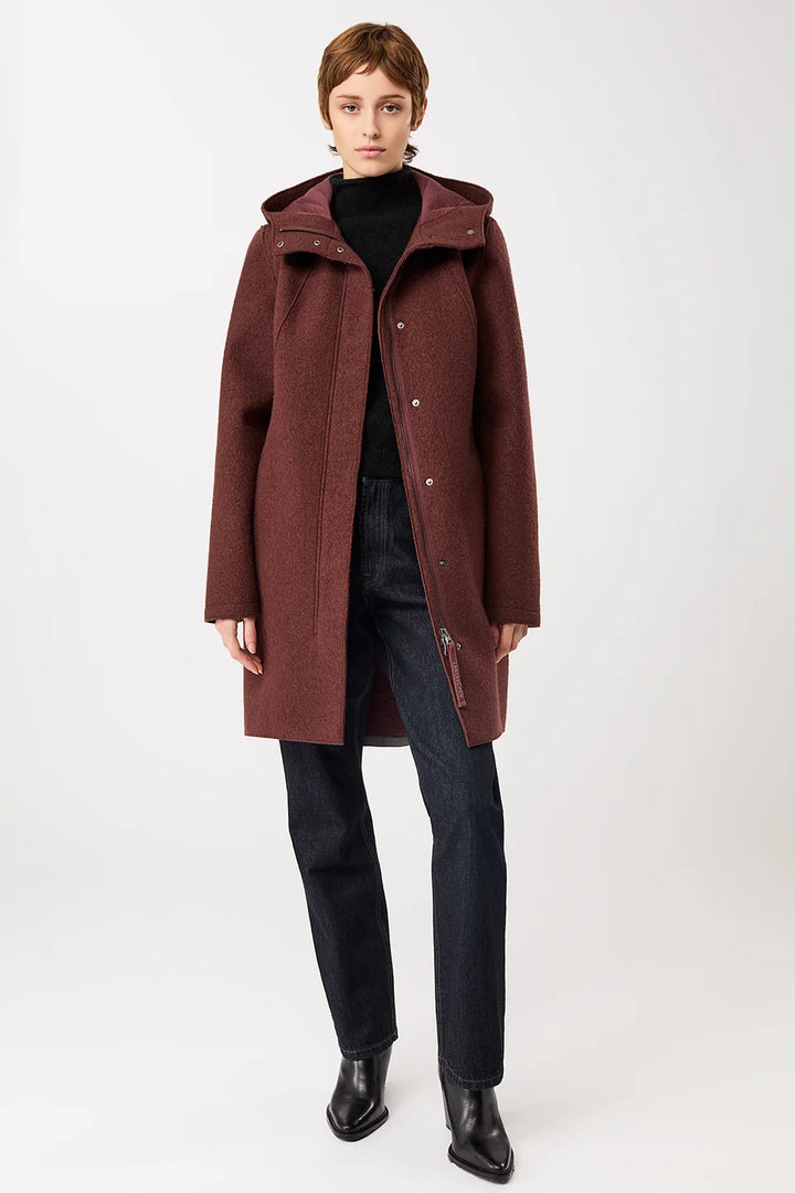 LangerChen - Getailleerde parka van gekookte wol met membraan - Burgundy