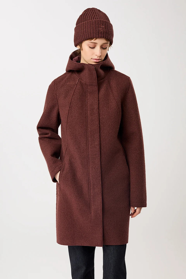LangerChen - Getailleerde parka van gekookte wol met membraan - Burgundy