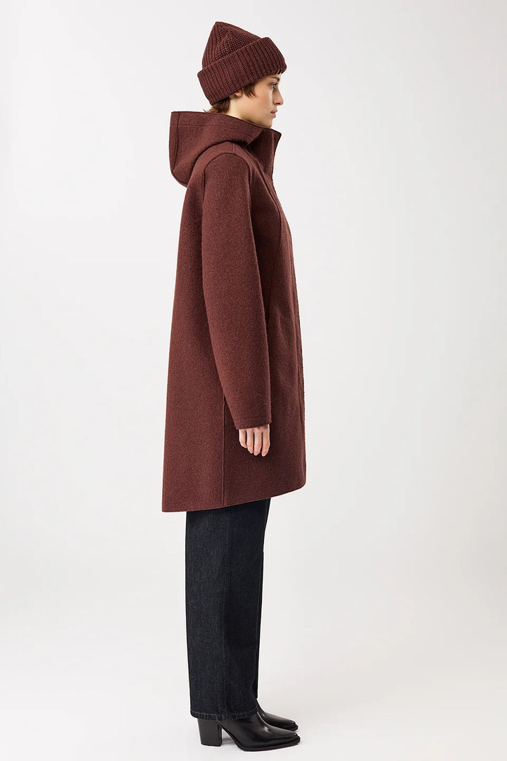LangerChen - Getailleerde parka van gekookte wol met membraan - Burgundy