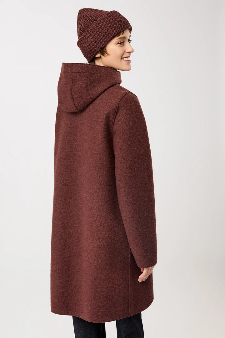 LangerChen - Getailleerde parka van gekookte wol met membraan - Burgundy