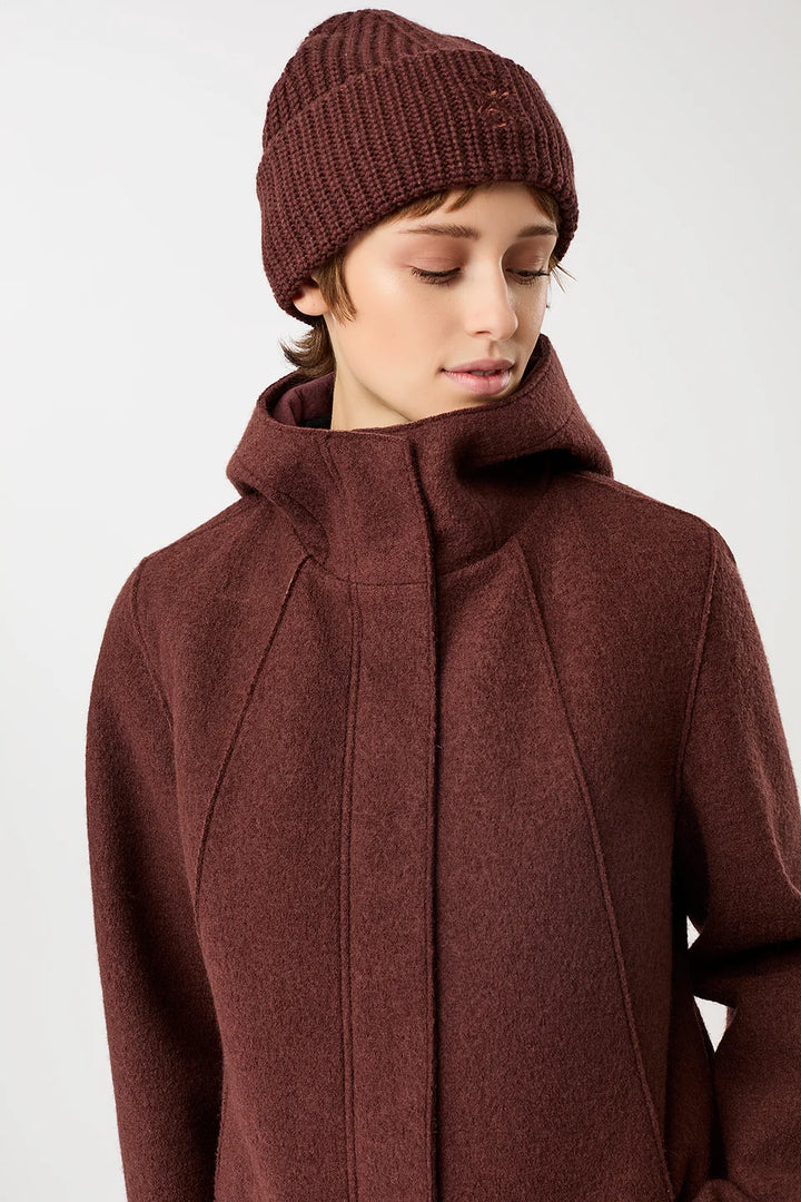 LangerChen - Getailleerde parka van gekookte wol met membraan - Burgundy
