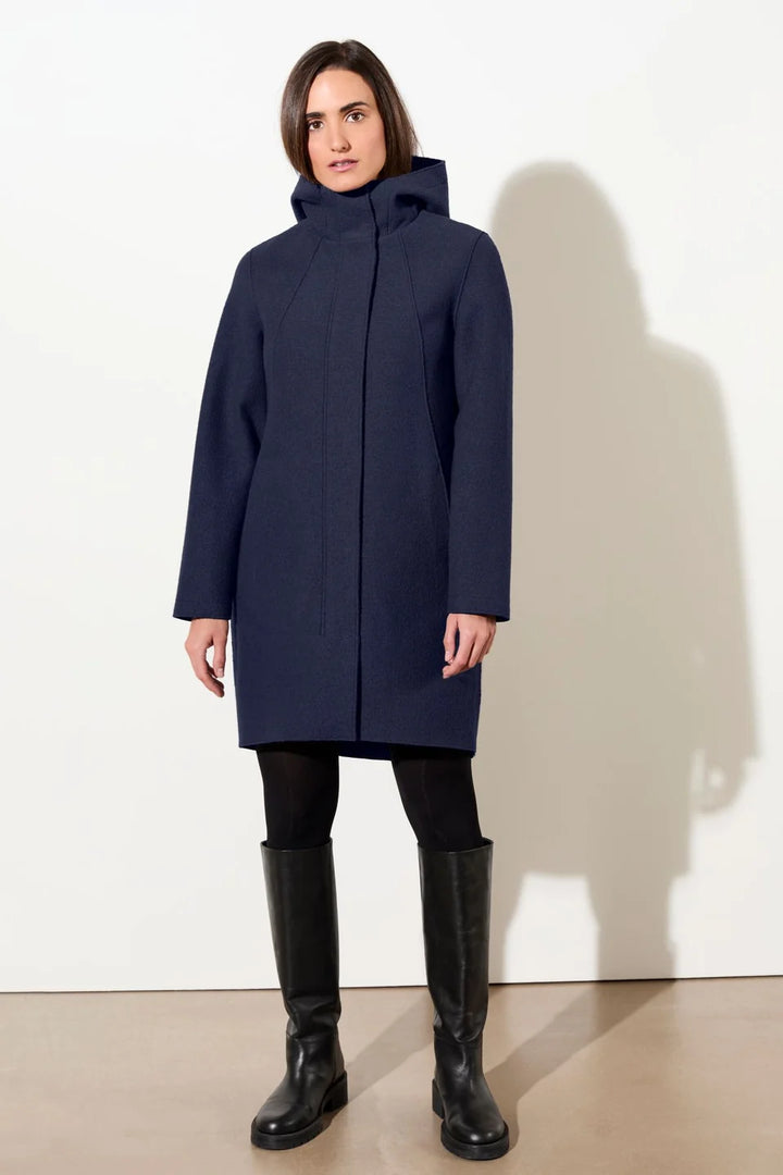 LangerChen - Getailleerde parka van gekookte wol met membraan - Steel Blue