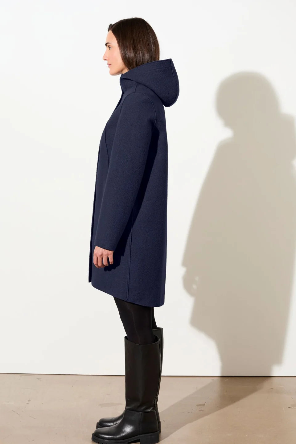 LangerChen - Getailleerde parka van gekookte wol met membraan - Steel Blue