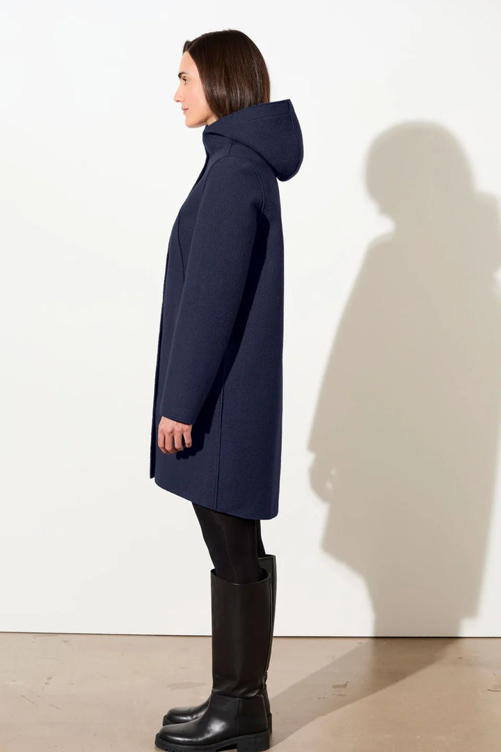 LangerChen - Getailleerde parka van gekookte wol met membraan - Steel Blue