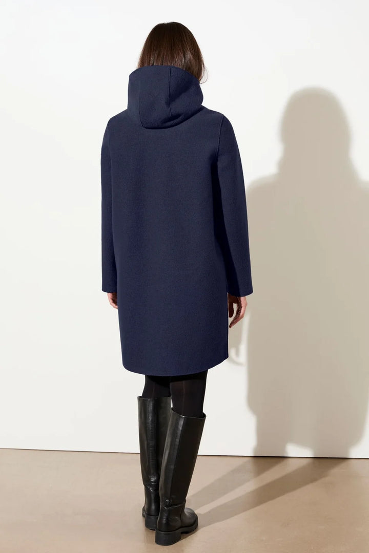 LangerChen - Getailleerde parka van gekookte wol met membraan - Steel Blue