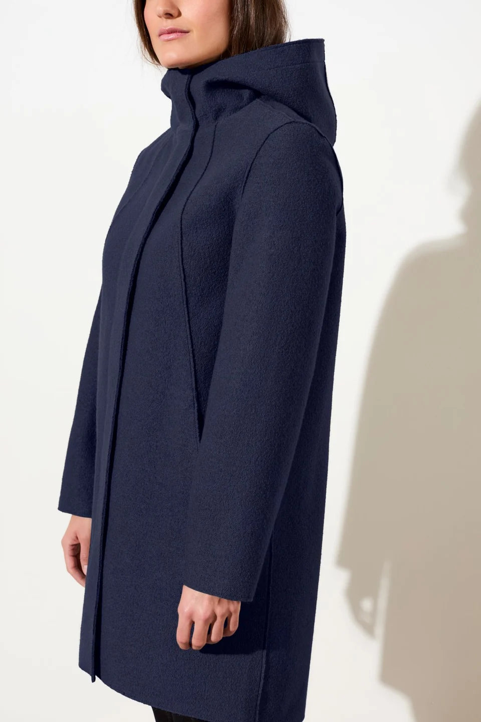 LangerChen - Getailleerde parka van gekookte wol met membraan - Steel Blue