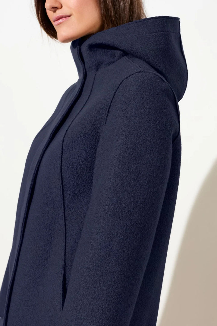 LangerChen - Getailleerde parka van gekookte wol met membraan - Steel Blue