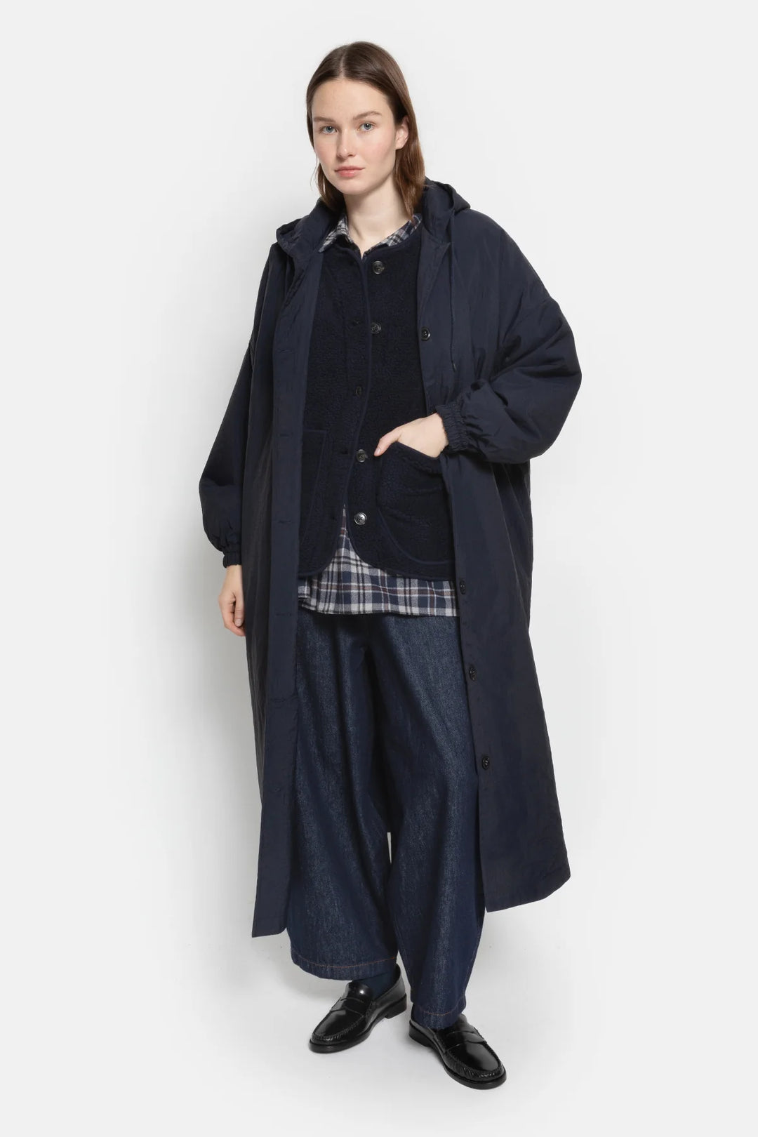 Ame Antwerp - Morgan Long Coat with Hoodie - Navy