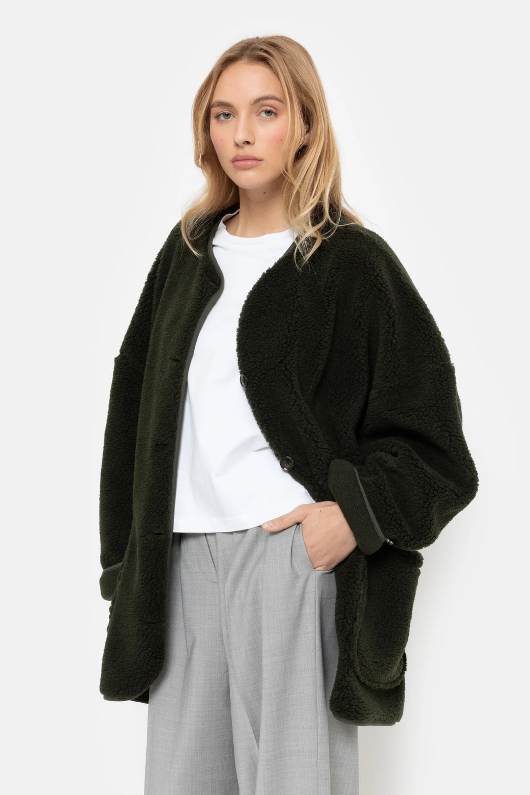 Âme Antwerp - Hannah Teddy Oversized Jacket - Dark Green