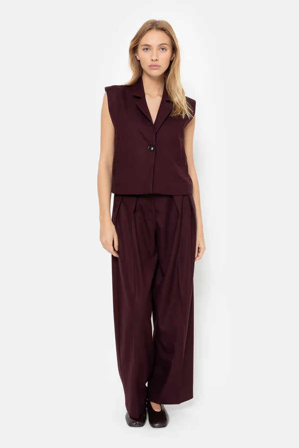 Âme Antwerp - Michel Wide Pleated Trousers - Plum
