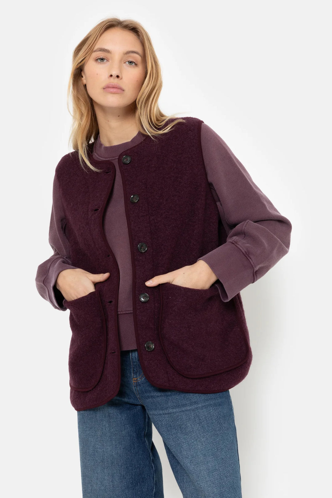 Âme Antwerp - Madison Sleeveless Jacket | Plum