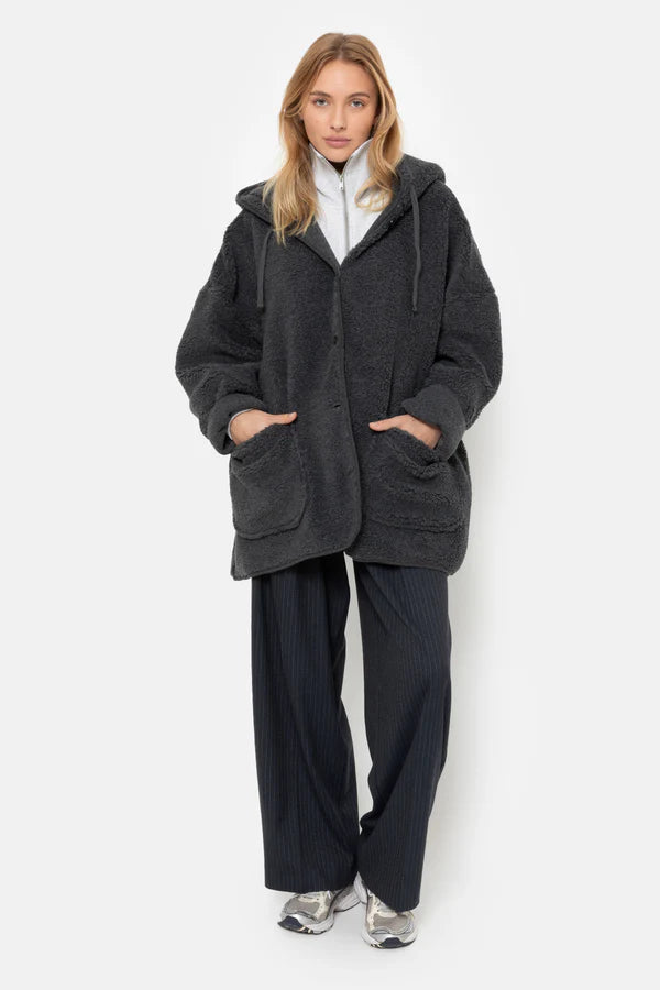 Âme Antwerp - Kenji Teddy Hoodie Jacket - Dark Grey