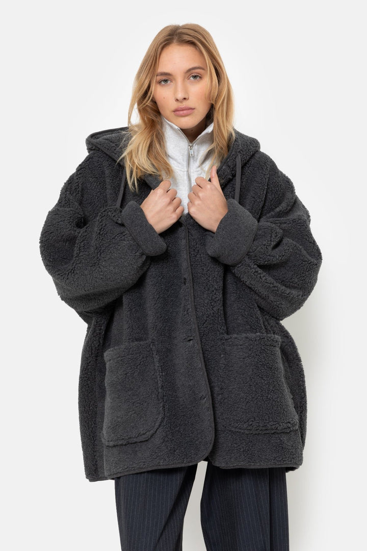 Âme Antwerp - Kenji Teddy Hoodie Jacket - Dark Grey